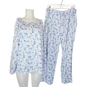 Ekouaer Bundle of 2 Pink Blue Floral Women's Pajama Set 2XL